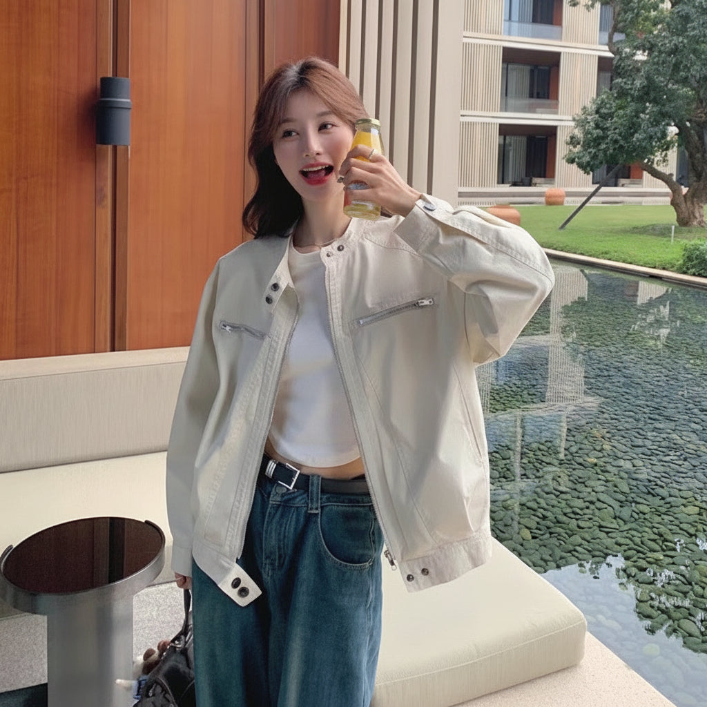 American-style Vintage Workwear Tactical Jacket For Women