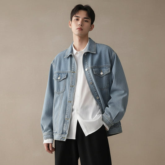 Mens Vintage Wash Blue Denim Jacket