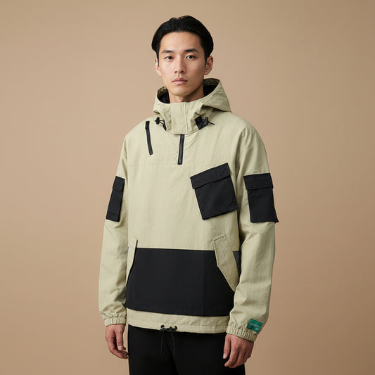 Men's Hip Hop Hooded Workwear Multi-pocket Jacket Charge Jacket