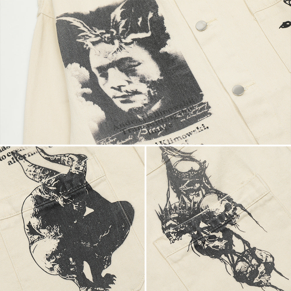 Fashion Graffiti Denim Coat For Men And Women