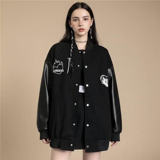 Fashion Women's Retro Jacket Baseball Uniform