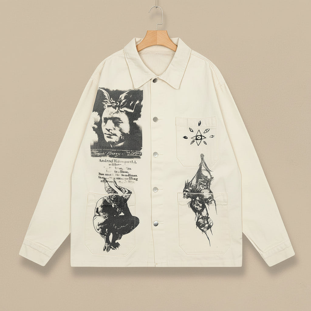 Fashion Graffiti Denim Coat For Men And Women