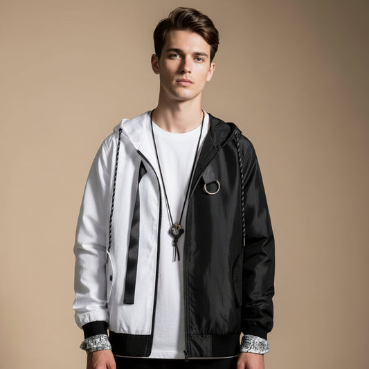 Men's hooded jacket loose coat