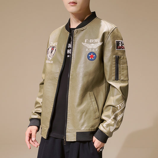 Urban Stand-Collar Vegan Leather Jacket