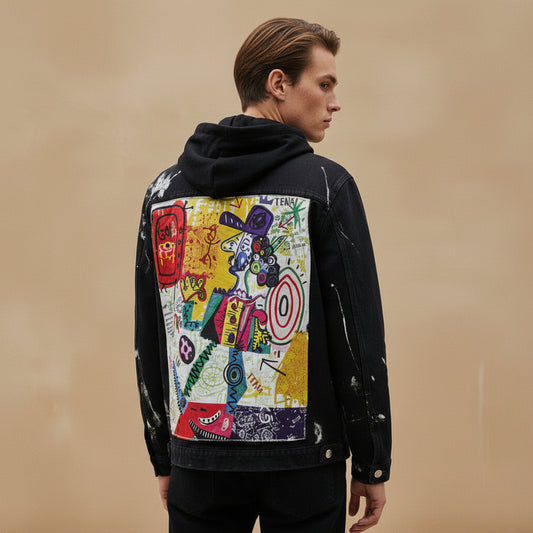 Lapel jacket with denim jacket