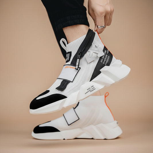 Chunky High-Top Knit Sneakers