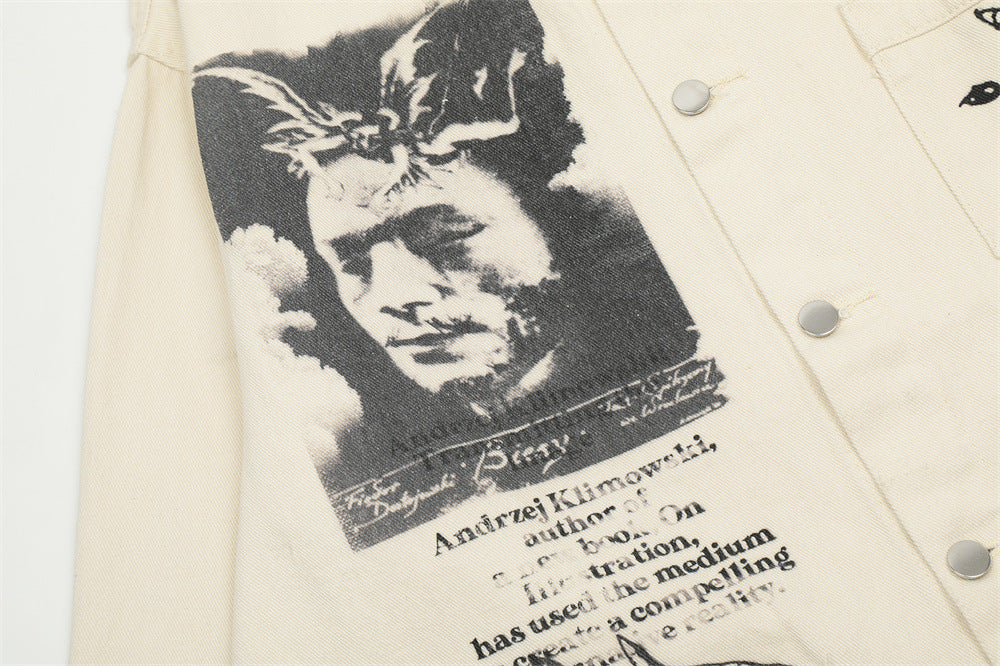 Fashion Graffiti Denim Coat For Men And Women