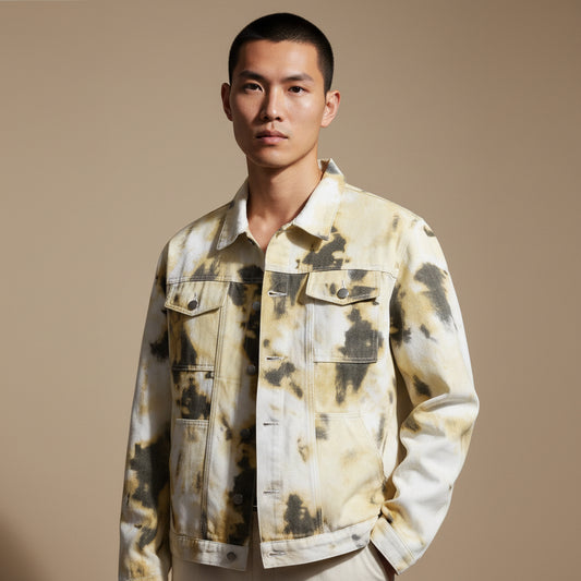 Printed Denim Jacket Men's Trendy Fashion