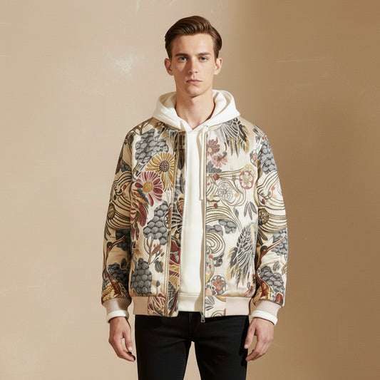 Spring and autumn new jacket men's port wind full embroidery men's baseball collar coat large size shirt tide brand men's clothing