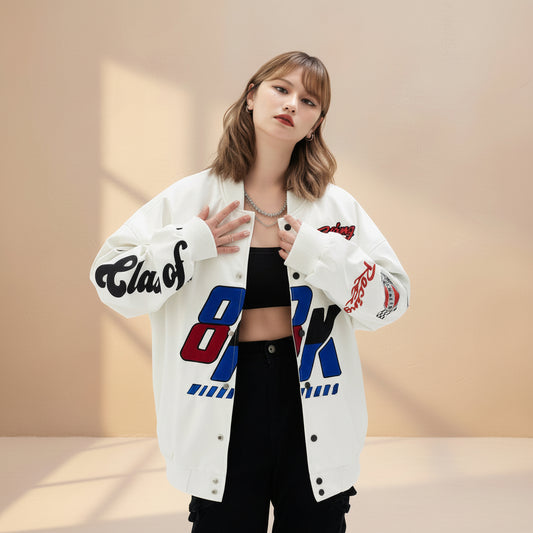 Fashion Personality Embroidered PU Leather Jacket Men's Jacket