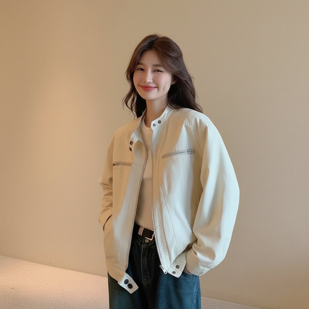 American-style Vintage Workwear Tactical Jacket For Women