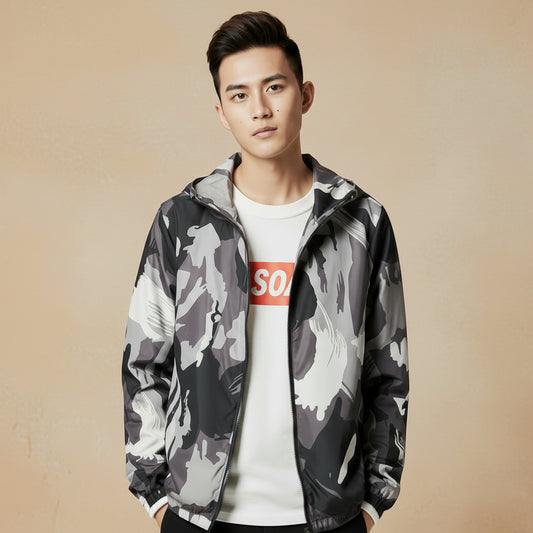 Men Long Sleeve Hooded Fashion Jacket