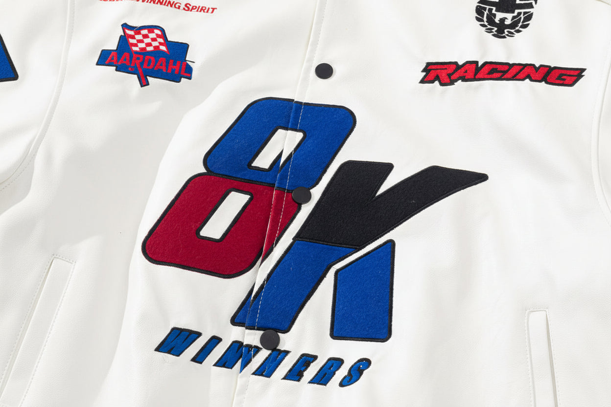 Fashion Personality Embroidered PU Leather Jacket Men's Jacket