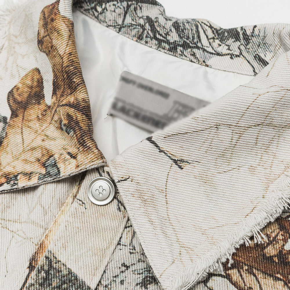 Jungle Branch Print Denim Jacket Coat Men's